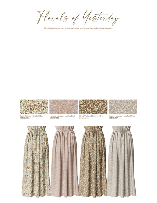 Remi Vintage Floral in Olive | Robin Jersey Knit Fabric