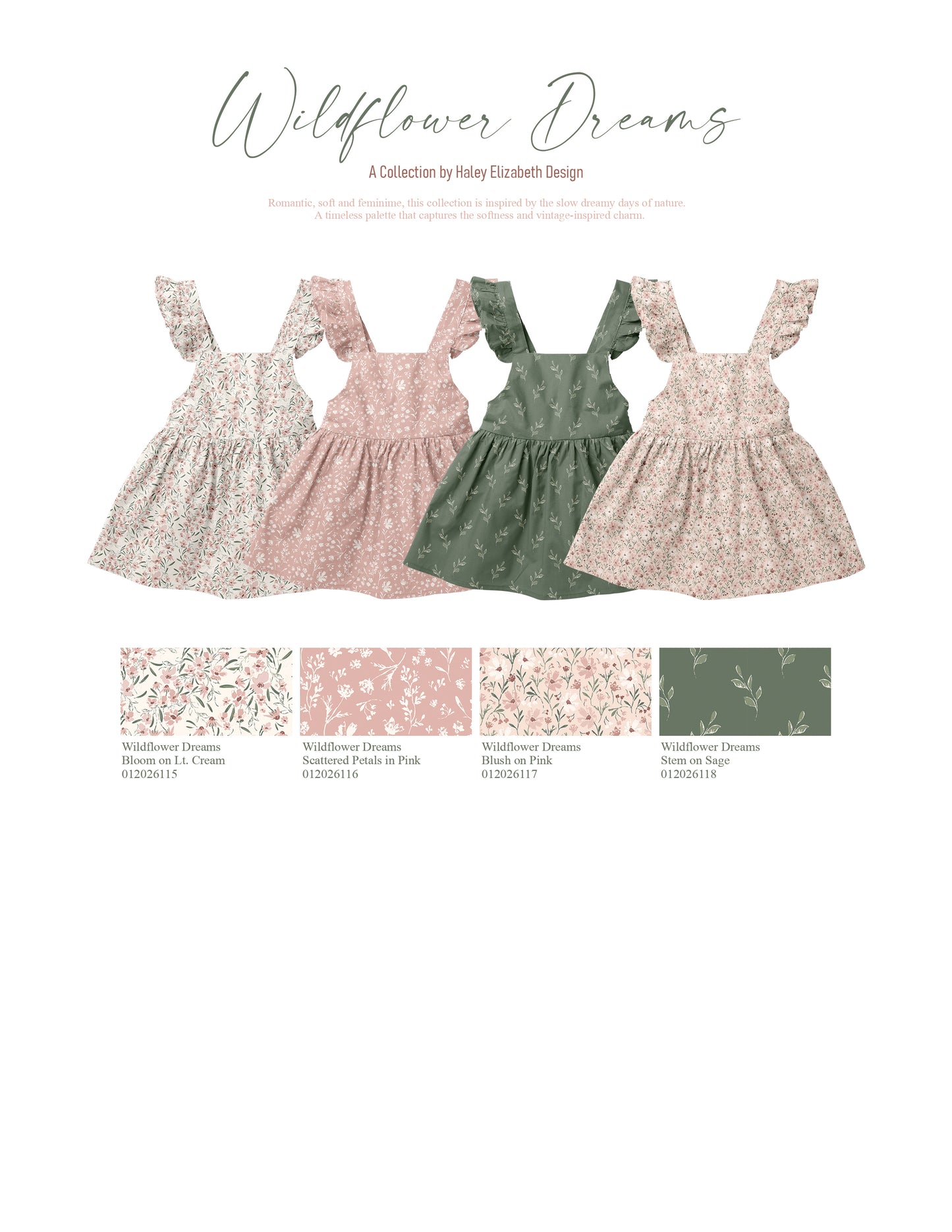 Wildflower Dreams: Stem in Sage | Starling Diamond Dot Woven Fabric
