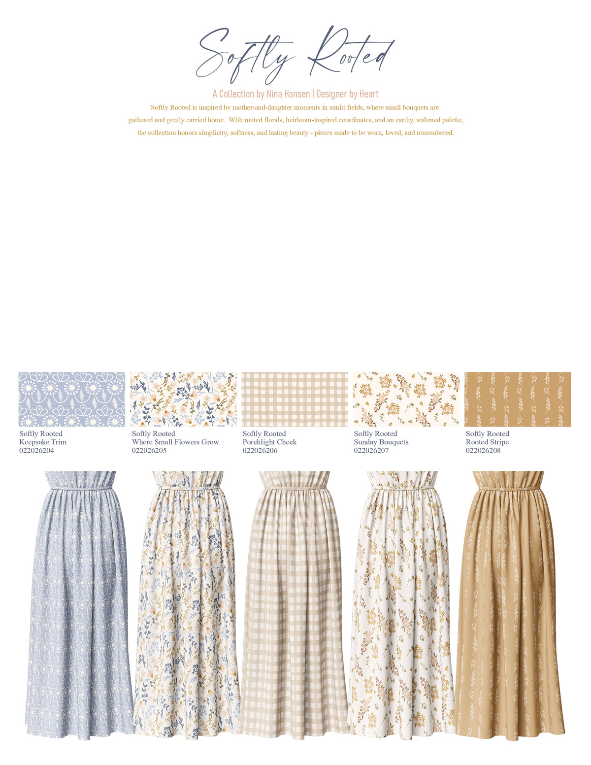 Softly Rooted: Where Small Flowers Grow | Robin Jersey Knit Fabric
