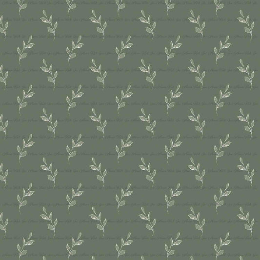 Wildflower Dreams: Stem in Sage | Starling Diamond Dot Woven Fabric