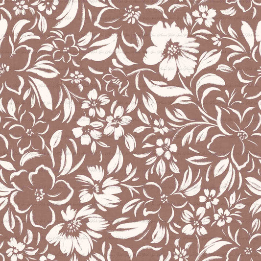 Brushstroke Floral in Earth Brown | Robin Jersey Knit Fabric