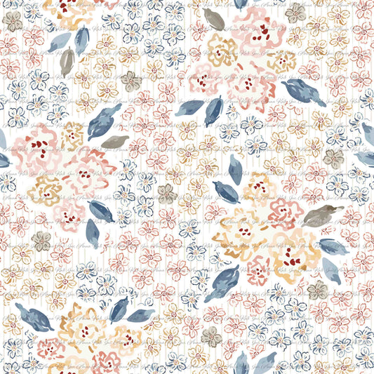 Bespoke: Floral Abundance | Chickadee Unbrushed Rib Knit Fabric
