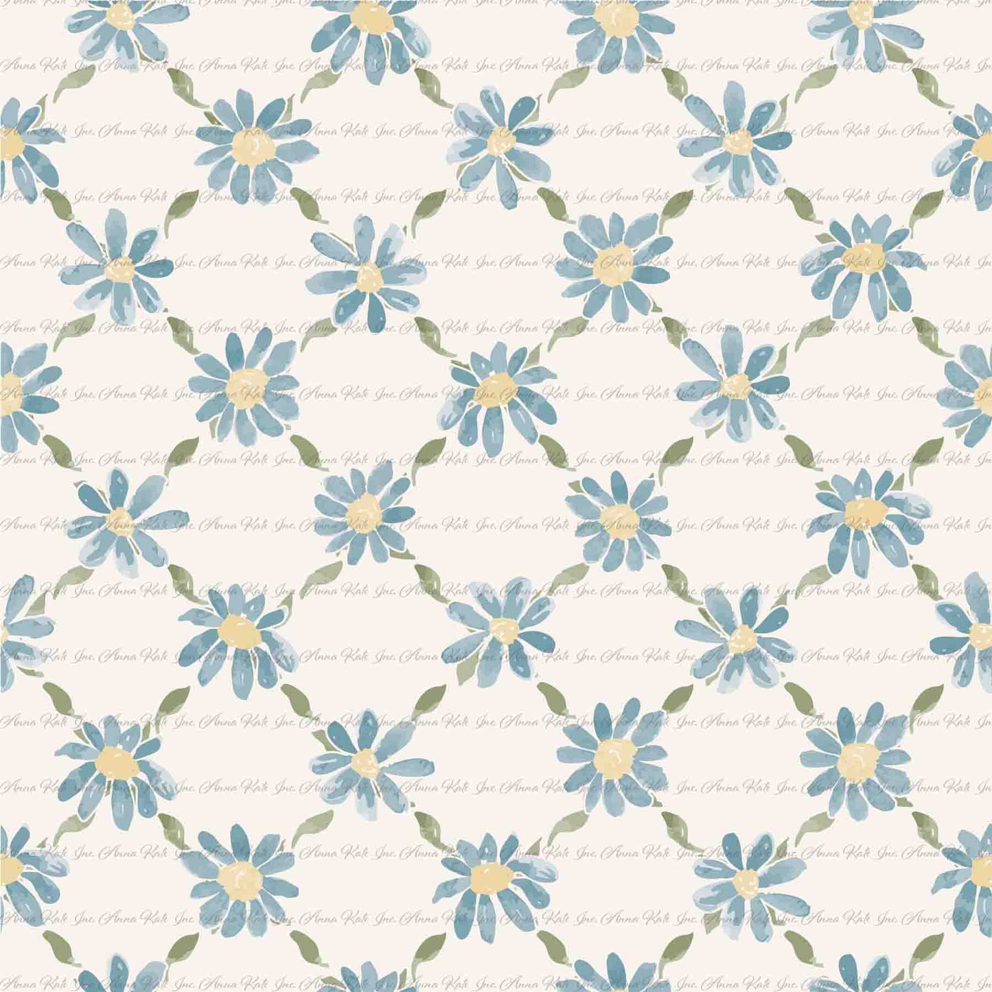 Garden's Joy: Grid Floral in Blue | Sparrow Swiss Dot Knit Fabric