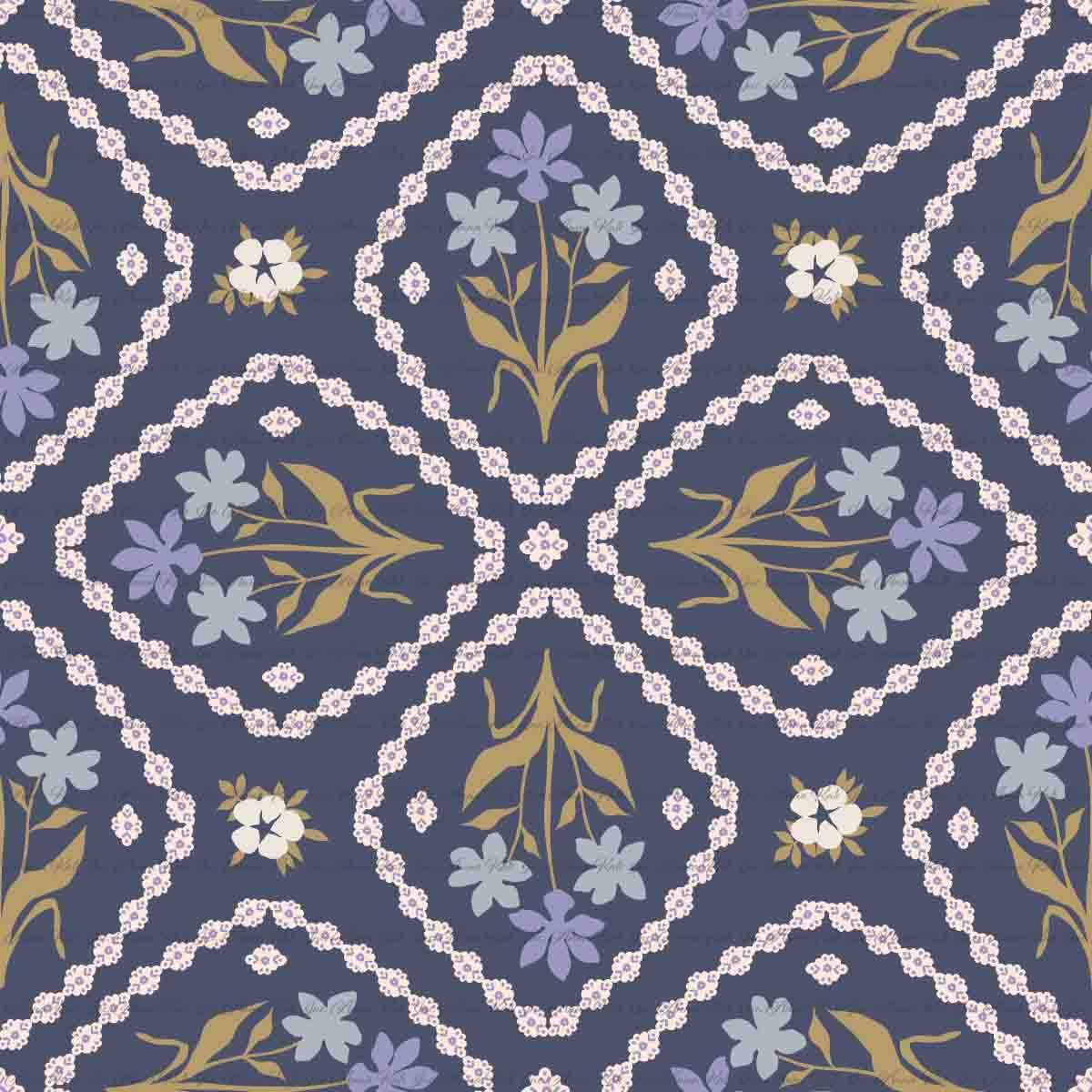 Harvest Light: Lacework Trellis | Robin Jersey Knit Fabric