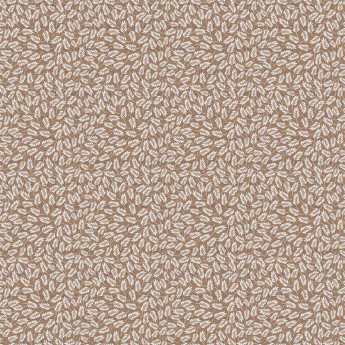 Wind-Blown Leaves in Mocha | Sparrow Swiss Dot Knit Fabric