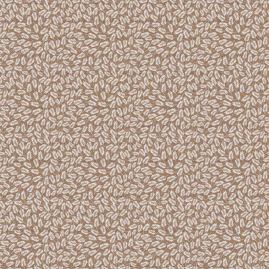 Wind-Blown Leaves in Mocha | Sparrow Swiss Dot Knit Fabric