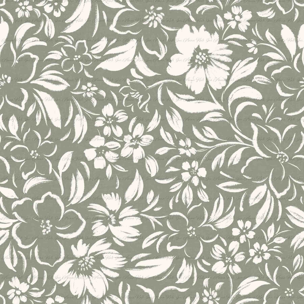 Brushstroke Floral in Soft Sage | Robin Jersey Knit Fabric
