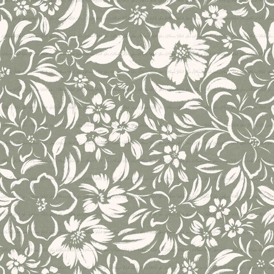 Brushstroke Floral in Soft Sage | Robin Jersey Knit Fabric