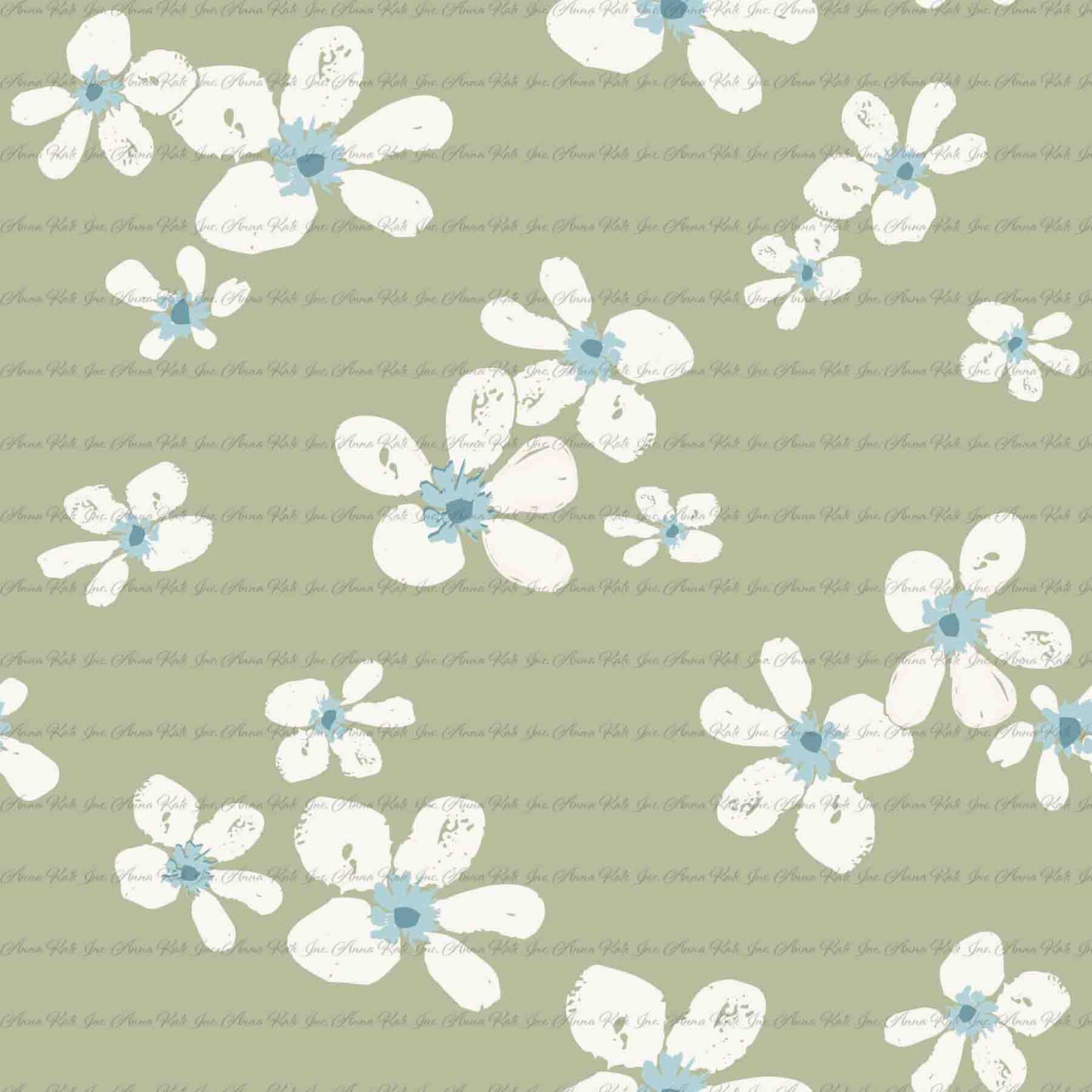 Garden's Joy: Scattered Daisies in Sage | Summer Breeze Knit Fabric