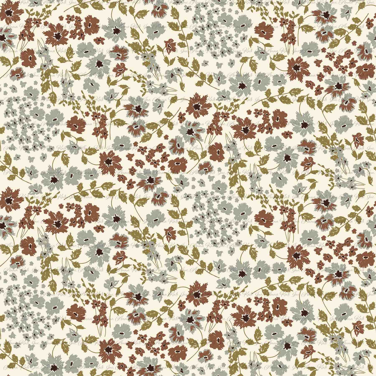 Remi Vintage Floral in Rust | Sparrow Swiss Dot Knit Fabric