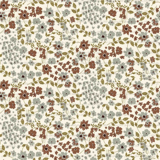 Remi Vintage Floral in Rust | Sparrow Swiss Dot Knit Fabric