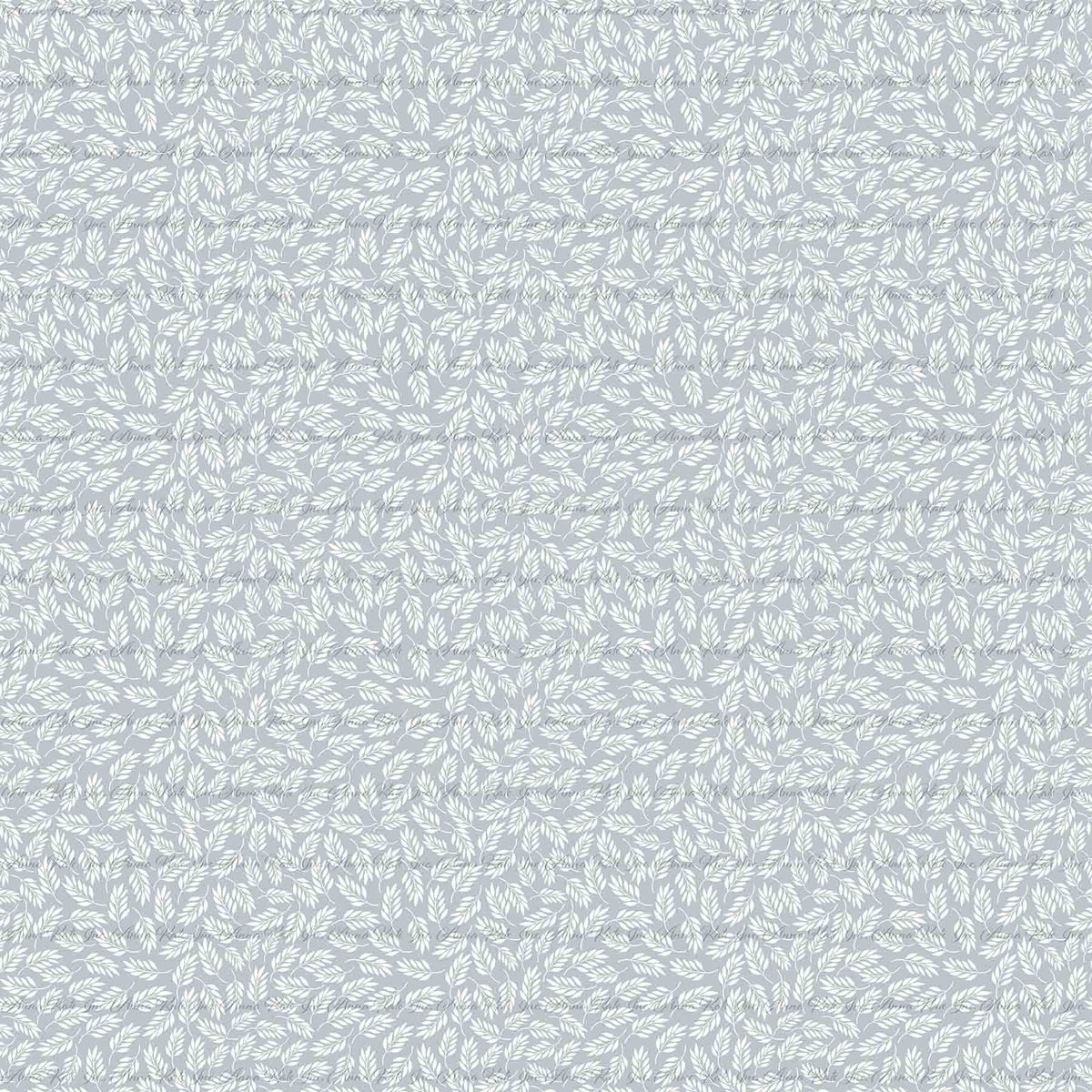 Wind-Blown Leaves in Dusty Blue | Sparrow Swiss Dot Knit Fabric