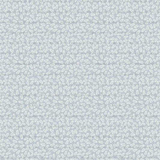 Wind-Blown Leaves in Dusty Blue | Sparrow Swiss Dot Knit Fabric